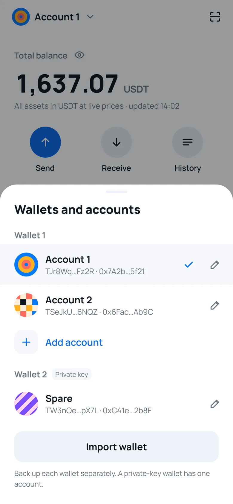 TERVO — Wallets, neatly organised (English interface preview)